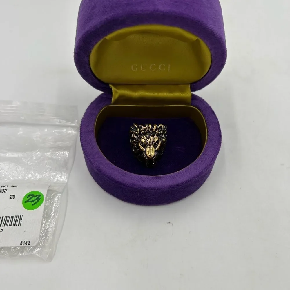 Men’s Gucci iconic Lionhead ring size 10 made in Italy